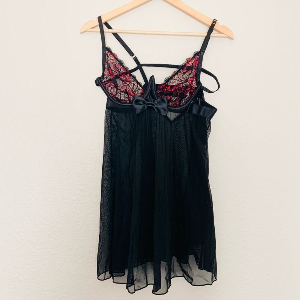 Bundle of Two Yandy Lingerie Sets - Red Lace Babydoll & Black Satin Chemise L/XL - Picture 6 of 16